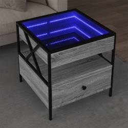 Sonata H Маса за кафе с Infinity LED, сив сонома, 50x50x51 см - Măsuțe de living