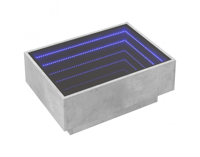 Sonata H Маса за кафе с LED, бетонно сива, 70x50x30 см, инженерно дърво