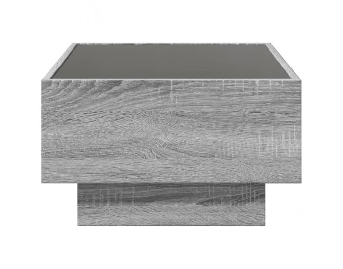 Sonata H Маса за кафе с LED, сив сонома, 70x50x30 см, инженерно дърво