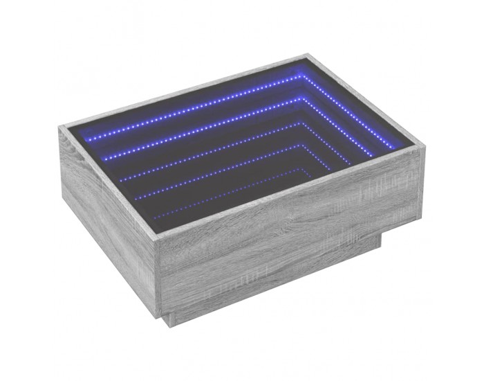 Sonata H Маса за кафе с LED, сив сонома, 70x50x30 см, инженерно дърво