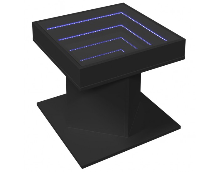 Sonata H Маса за кафе с LED, черна, 50x50x45 см, инженерно дърво