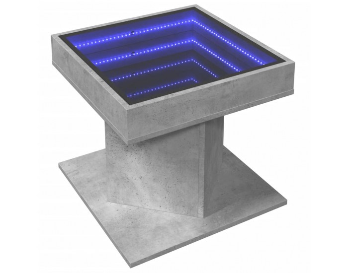 Sonata H Маса за кафе с LED, бетонно сива, 50x50x45 см, инженерно дърво