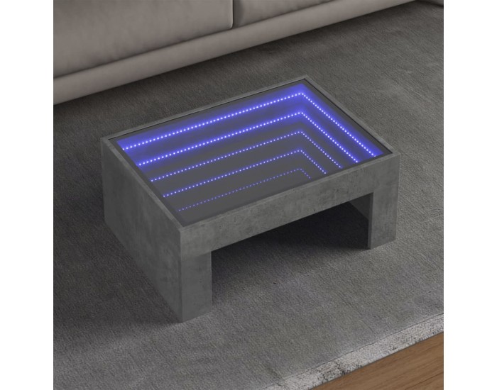 Sonata H Маса за кафе с Infinity LED, бетонно сива, 70x50x30 см