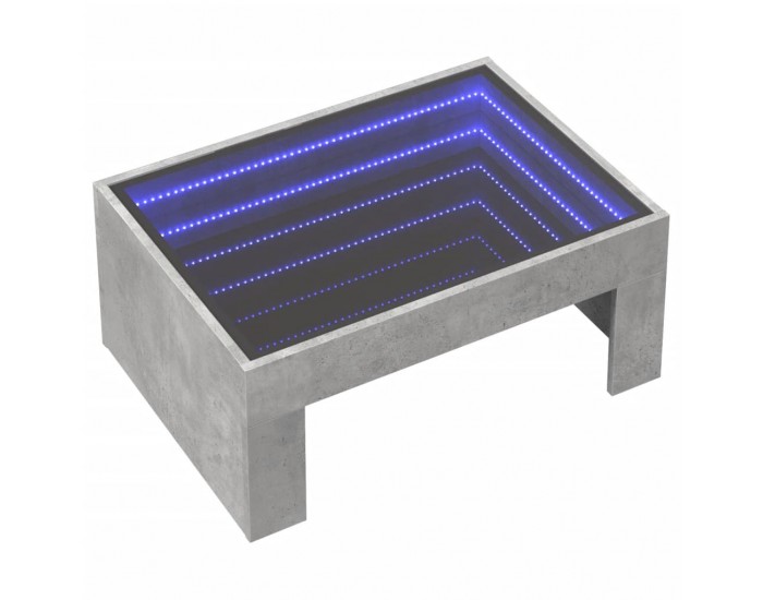 Sonata H Маса за кафе с Infinity LED, бетонно сива, 70x50x30 см
