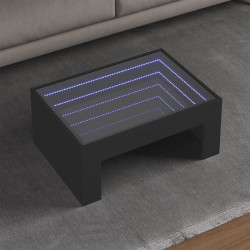 Sonata H Маса за кафе с Infinity LED, черна, 70x50x30 см - Măsuțe de living