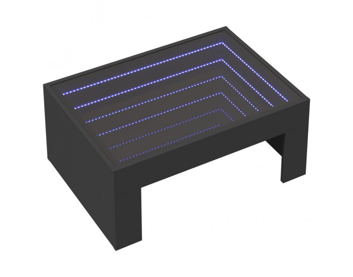 Sonata H Маса за кафе с Infinity LED, черна, 70x50x30 см