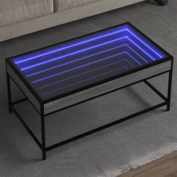 Sonata H Маса за кафе с Infinity LED, сив сонома, 90x50x41 см - Măsuțe de living