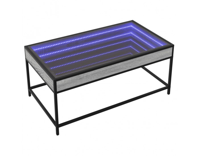 Sonata H Маса за кафе с Infinity LED, сив сонома, 90x50x41 см