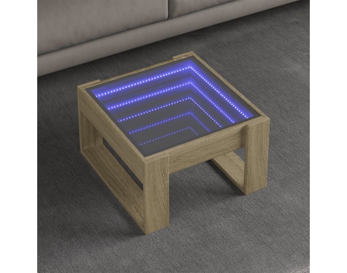 Sonata H Маса за кафе с Infinity LED, сонома дъб, 50x53x30 см