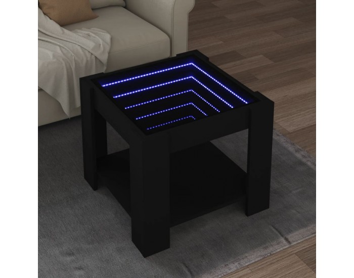 Sonata H Маса за кафе с LED, черна, 53x53x45 см, инженерно дърво