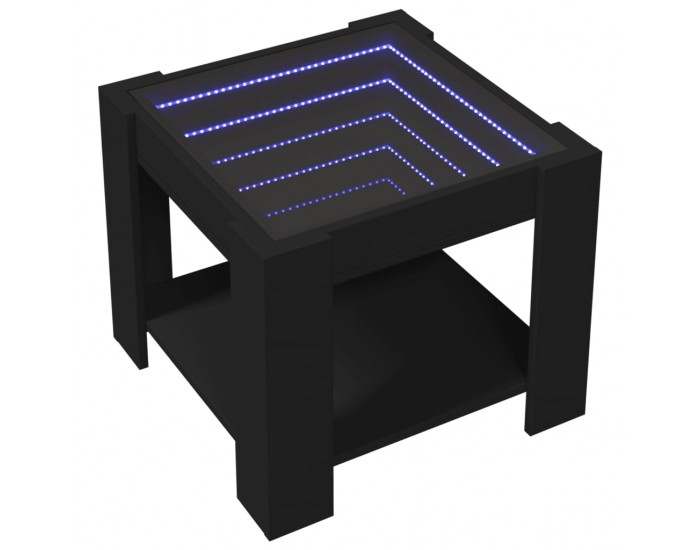 Sonata H Маса за кафе с LED, черна, 53x53x45 см, инженерно дърво