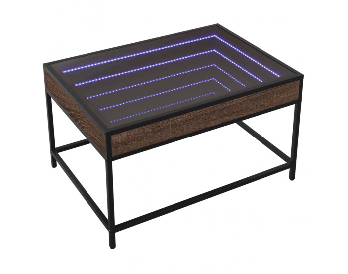 Sonata H Маса за кафе с Infinity LED, кафяв дъб, 70x50x41 см