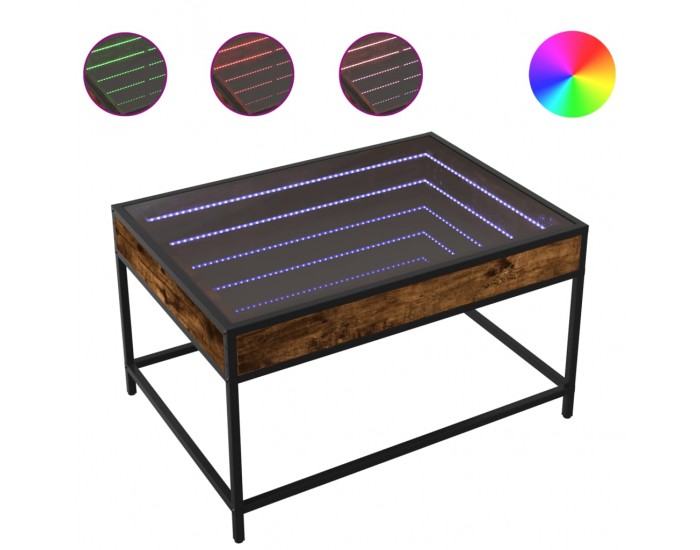 Sonata H Маса за кафе с Infinity LED, опушен дъб, 70x50x41 см