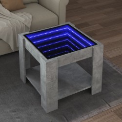 Sonata H Маса за кафе с LED, бетонно сива, 53x53x45 см, инженерно дърво - Măsuțe de living