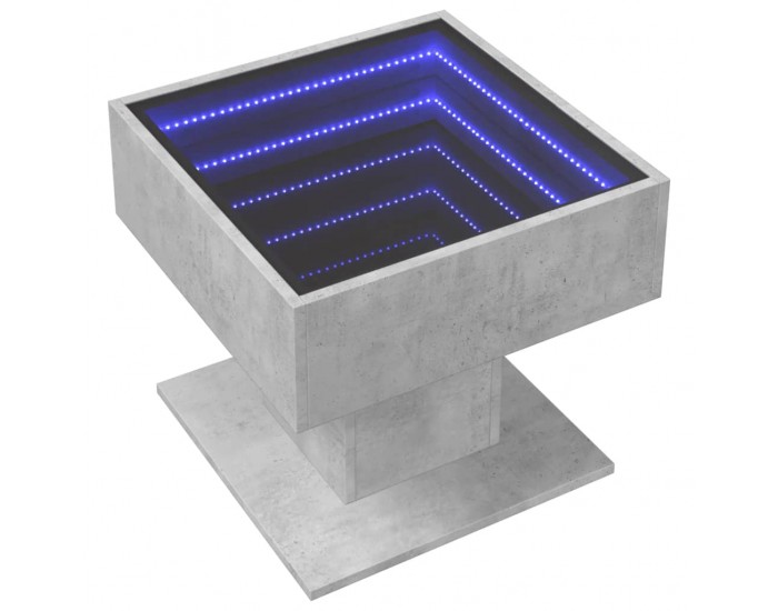 Sonata H Маса за кафе с LED, бетонно сива, 50x50x45 см, инженерно дърво