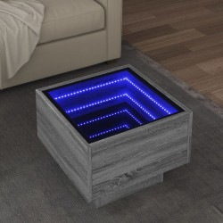 Sonata H Помощна маса с LED сив сонома 40x40x30 см инженерно дърво - Măsuțe de living