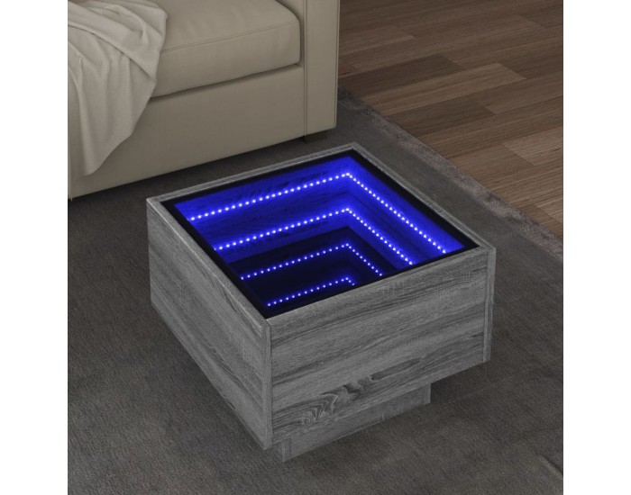 Sonata H Помощна маса с LED сив сонома 40x40x30 см инженерно дърво