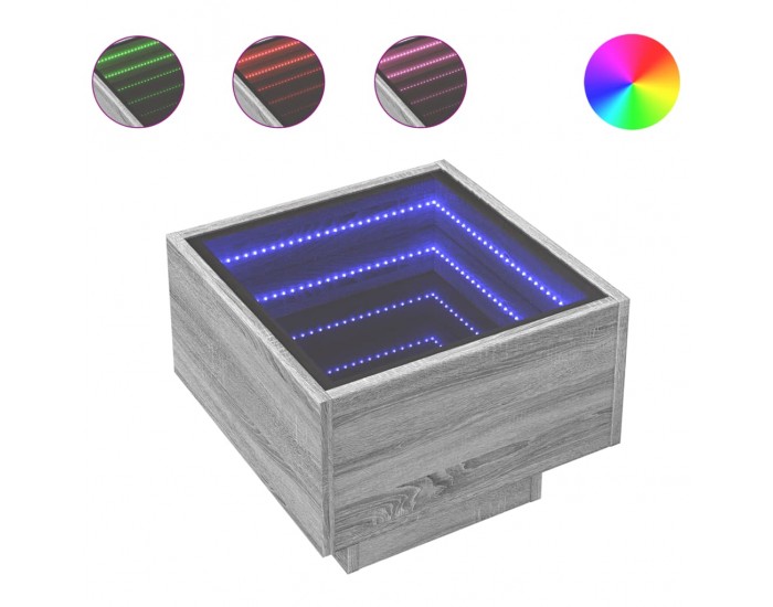 Sonata H Помощна маса с LED сив сонома 40x40x30 см инженерно дърво
