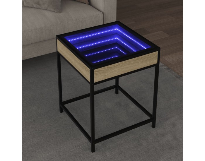 Sonata H Маса за кафе с Infinity LED, сонома дъб, 40x40x51 см