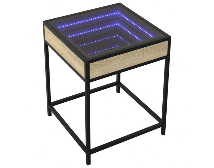 Sonata H Маса за кафе с Infinity LED, сонома дъб, 40x40x51 см