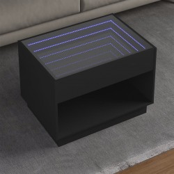 Sonata H Маса за кафе с Infinity LED, черна, 70x50x50 см - Măsuțe de living