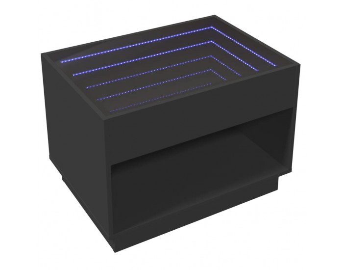 Sonata H Маса за кафе с Infinity LED, черна, 70x50x50 см