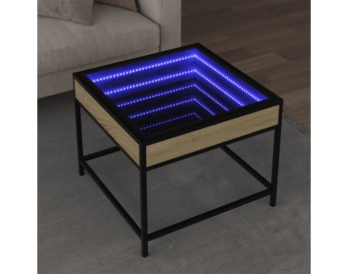 Sonata H Маса за кафе с Infinity LED, сонома дъб, 50x50x41 см