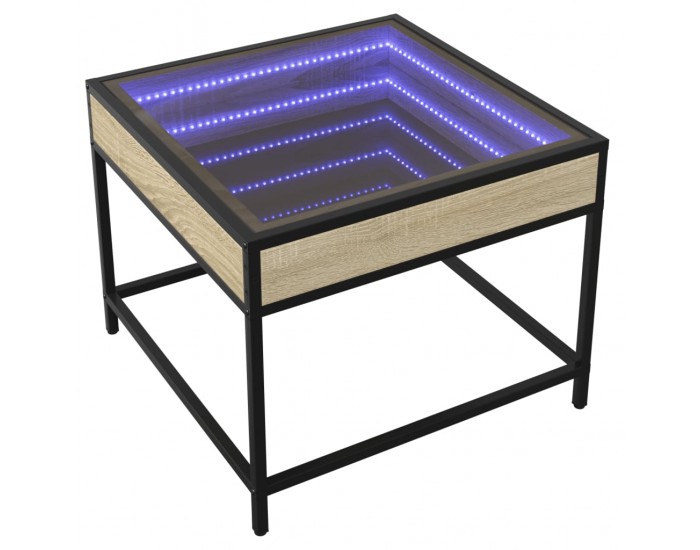 Sonata H Маса за кафе с Infinity LED, сонома дъб, 50x50x41 см