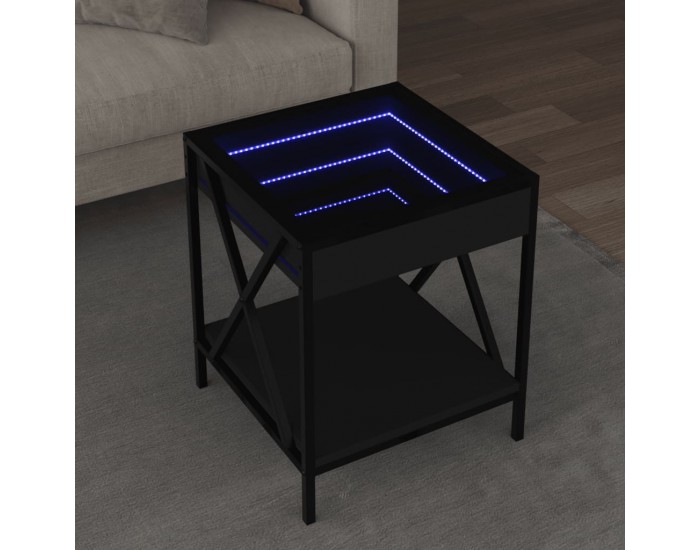 Sonata H Маса за кафе с Infinity LED, черна, 40x40x49 см