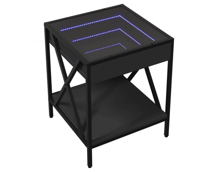 Sonata H Маса за кафе с Infinity LED, черна, 40x40x49 см
