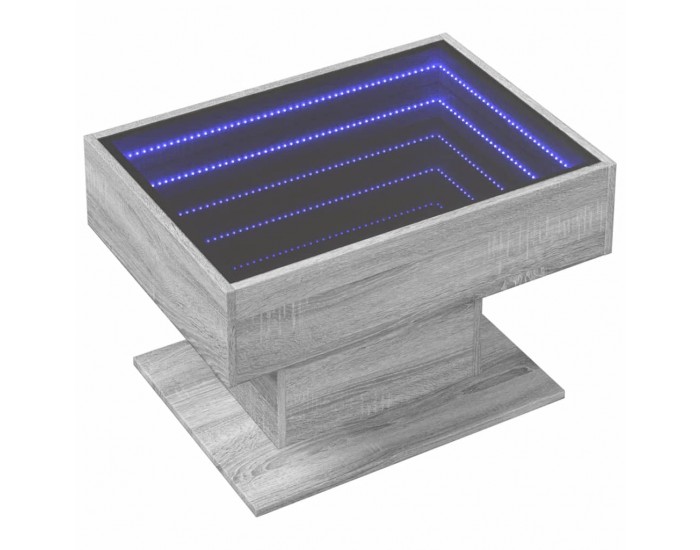 Sonata H Маса за кафе с LED, сив сонома, 70x50x45 см, инженерно дърво