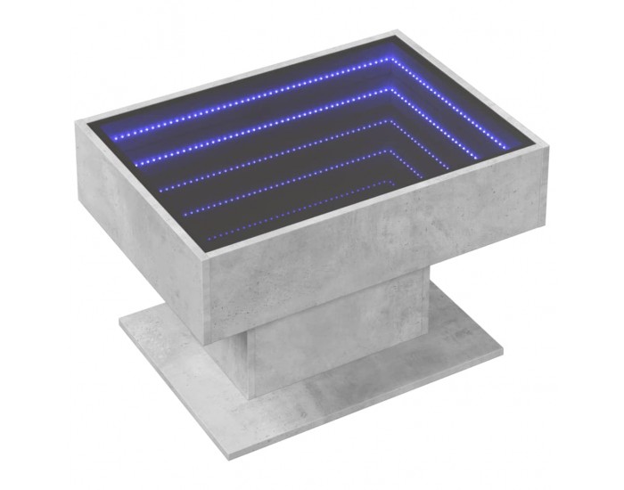 Sonata H Маса за кафе с LED, бетонно сива, 70x50x45 см, инженерно дърво