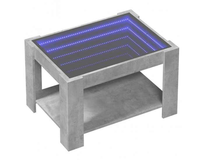 Sonata H Маса за кафе с LED, бетонно сива, 73x53x45 см, инженерно дърво