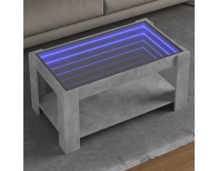 Sonata H Маса за кафе с LED, бетонно сива, 93x53x45 см, инженерно дърво