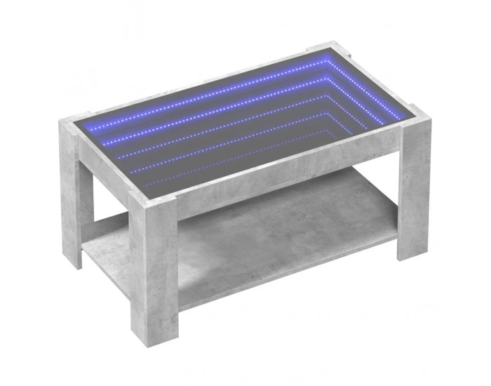 Sonata H Маса за кафе с LED, бетонно сива, 93x53x45 см, инженерно дърво