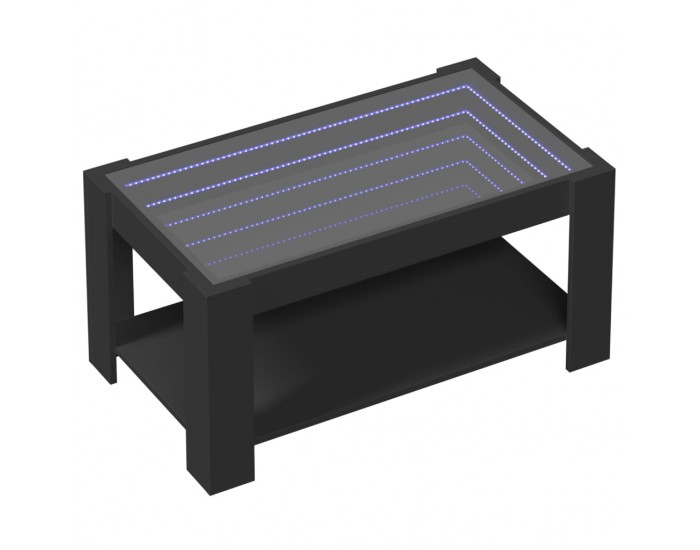 Sonata H Маса за кафе с LED, черна, 93x53x45 см, инженерно дърво