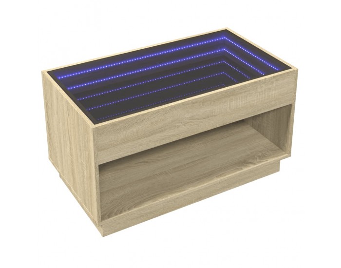Sonata H Маса за кафе с Infinity LED, сонома дъб, 90x50x50 см