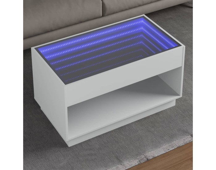 Sonata H Маса за кафе с Infinity LED, бяла, 90x50x50 см