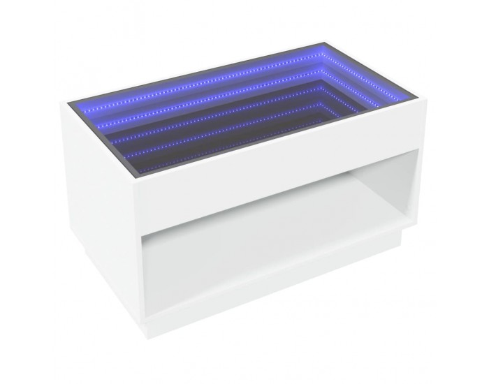 Sonata H Маса за кафе с Infinity LED, бяла, 90x50x50 см