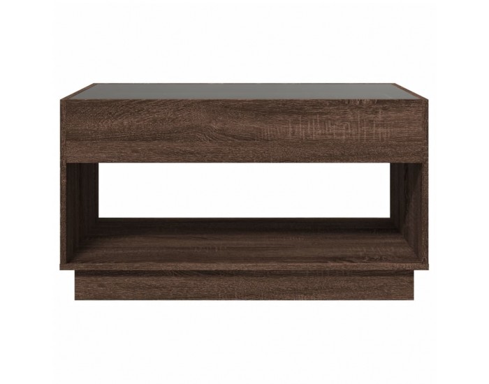 Sonata H Маса за кафе с Infinity LED, кафяв дъб, 90x50x50 см