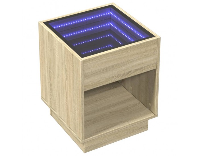 Sonata H Маса за кафе с Infinity LED, сонома дъб, 40x40x50 см