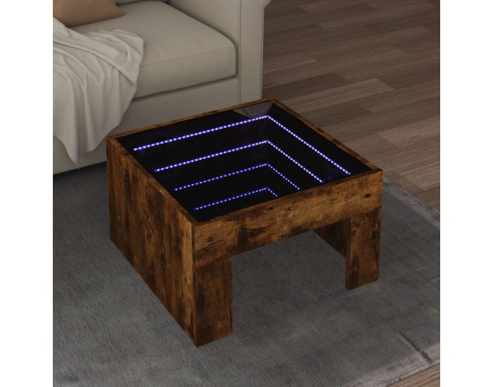 Sonata H Маса за кафе с Infinity LED, опушен дъб, 50x50x30 см