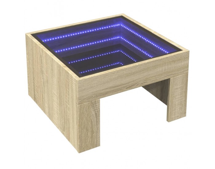 Sonata H Маса за кафе с Infinity LED, дъб сонома, 50x50x30 см