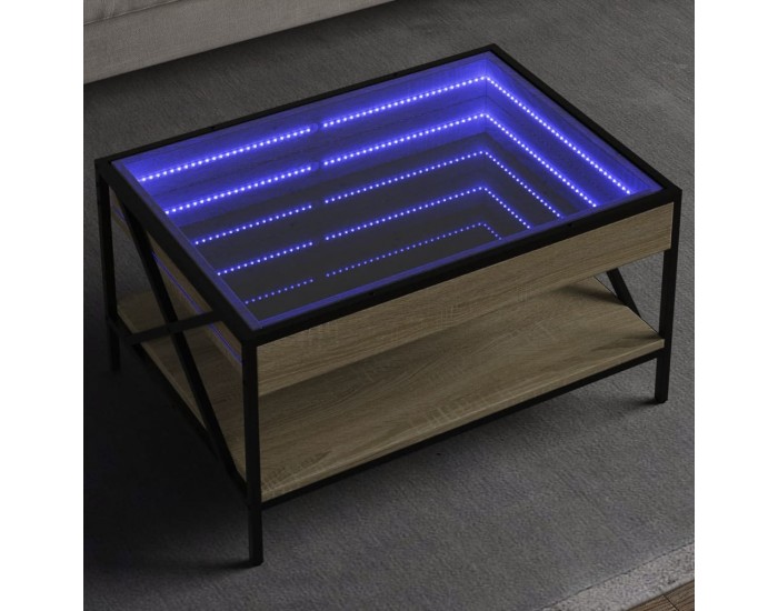 Sonata H Маса за кафе с Infinity LED, сонома дъб, 70x50x38 см