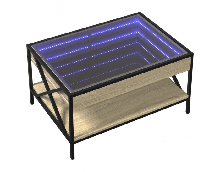 Sonata H Маса за кафе с Infinity LED, сонома дъб, 70x50x38 см