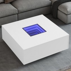 Sonata H Маса за кафе с Infinity LED, бяла, 100x100x40 см - Măsuțe de living