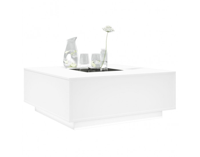 Sonata H Маса за кафе с Infinity LED, бяла, 100x100x40 см
