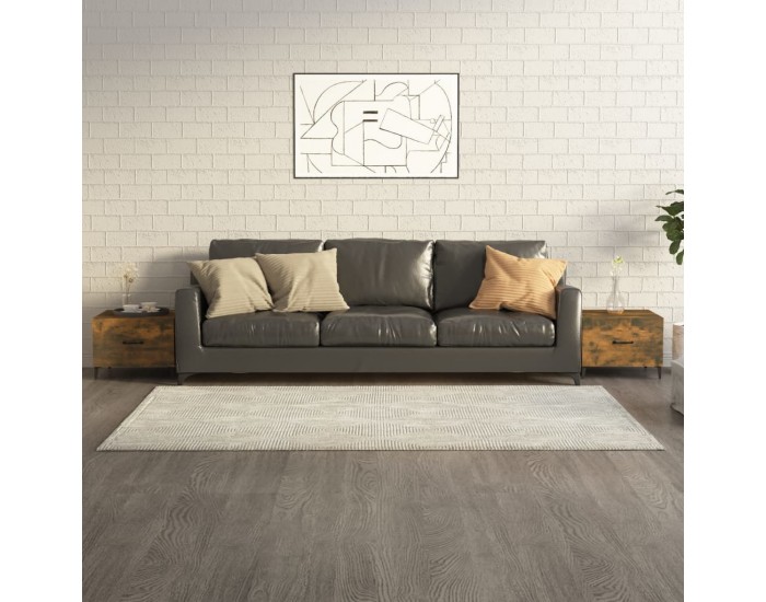 Sonata H Кафе маси с метални крака 2 бр опушен дъб 50x50x40 см
