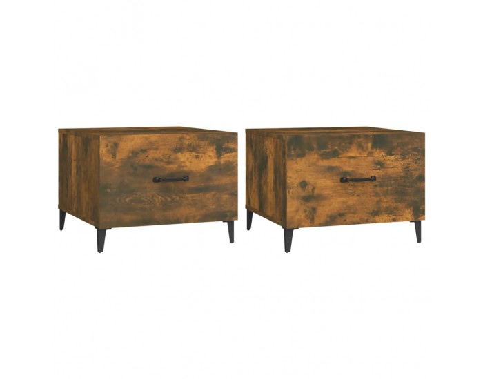 Sonata H Кафе маси с метални крака 2 бр опушен дъб 50x50x40 см