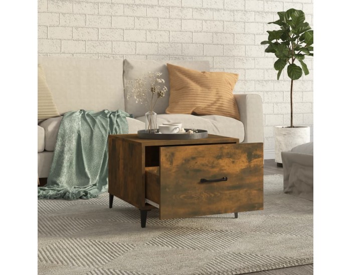 Sonata H Кафе маси с метални крака 2 бр опушен дъб 50x50x40 см